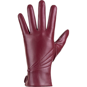 Gants de mode pour femmes en cuir PU, longueur poignet, compatibles écran tactile, détection de la pression, doublure en coton respirant et écologique, pour la conduite hivernale - Product Image 2