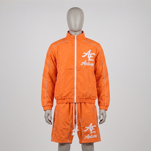 Chándal Deportivo Reflectante con Logotipo Personalizado OEM, Chándal de Poliéster y Algodón para Hombre, Chándal de Dos Piezas con Cremallera y Estampado, Chándal Cortavientos para Hombre - Product Image 4