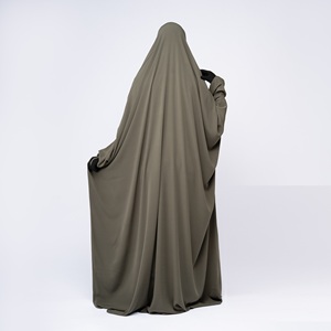 Abaya à capuche vert clair Nida pour femme, tenue quotidienne, manches longues, longueur ras du sol, robe de prière modeste, couleur unie, polyester, coupe ample - Product Image 5