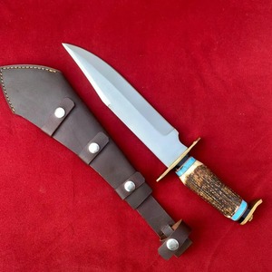 Cuchillo Bowie de Caza Personalizado OEM de Acero Inoxidable con Mango de Cuero, Funda de Cuero, Hoja con Punta de Clip, Supervivencia al Aire Libre, Garantía de 3 Años - Product Image 1