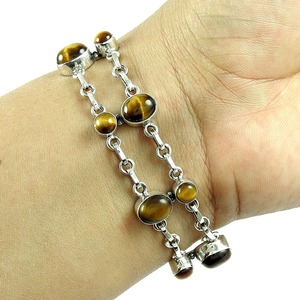 Pulsera de piedras preciosas de ojo de tigre a precio de mayorista para mujer, plata de ley 925, diseño entrelazado, estilo bohemio, al precio más bajo. - Product Image 2