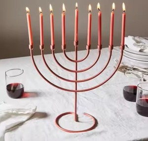 Contemporary Design Metal 7 Arms Menorah Candle Holder Decorative <b>Candelabra</b> Interior Accent - Product Image 6
