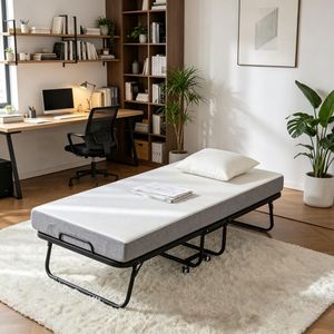 Lit pliant portable avec revêtement en tissu, structure en acier et aluminium, polyvalent pour le camping en plein air, les hôtels, les hôpitaux, les salons, les écoles, les parcs - Product Image 6