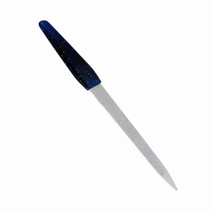 Wholesaler Durable Stainless Steel Metal <b>Nail</b> <b>File</b> Glitter Blue Handle Professional Finger <b>Nail</b> Buffer Shaper For Salon Use - Product Image 3