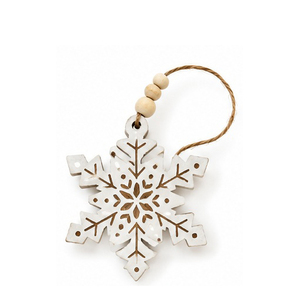 Ornement de Noël en bois en forme d'étoile avec motif flocon de neige, artisanat traditionnel, décoration suspendue - Product Image 3