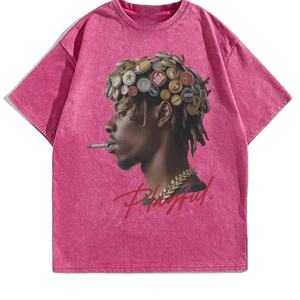 Camisas estampadas de tendencia para hombre, camiseta estampada Vintage lavada con ácido/lavada hecha con algodón suave 100% hecho en Pakistán - Product Image 1