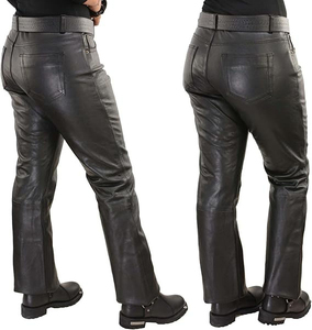 Pantalon en cuir premium SW GROUP pour homme, en cuir de vachette pleine fleur, style western, pour moto, respirant, motif côtelé, fermeture éclair - Product Image 6