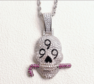 Colgante de calavera con diamante moissanita, plata de ley 925, joyería gótica hip hop unisex - Product Image 2