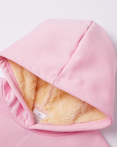 Pink Boys Hooded Fleece Sweatshirt Casual Breathable Eco-Friendly Lined Long Sleeve Winter Wear - Product Image 3