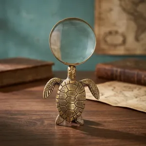Loupe en métal vieilli en forme de tortue marine, décoration côtière, loupe décorative nautique faite à la main, décoration maritime vintage - Product Image 5