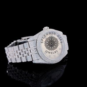 Montre de luxe en quartz pour homme, boîtier en argent avec moissanite, 28 mm, mouvement analogique ETA, verre saphir, fermoir caché, résistance à l'eau 10 m - Product Image 6