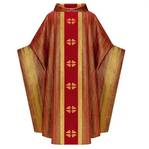 Nueva llegada: Casulla de poliamida bordada en verde, vestimenta clerical transpirable para sacerdotes y obispos. - Product Image 3
