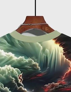 Camiseta de Manga Corta con Cuello Redondo para Hombre, con Estampado de Cielo Nublado, Corte Regular, Ropa Casual, Tejido de Poliéster Transpirable - Product Image 3