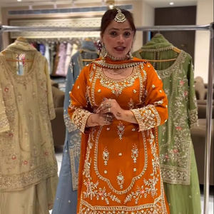 Style traditionnel Micro Coton Partie Porter Top Sharara Plazzo Dupatta Naturel Crep Matériel Séquence - Product Image 1