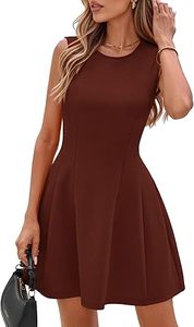 Vestido Mini sin Mangas con Cuello Redondo, Corte en A, Color Sólido, Ajustado, Informal, para Uso Diario, Tejido de Poliéster Transpirable, Delgado - Product Image 2