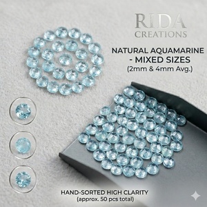 Piedras Preciosas Sueltas de Aguamarina Natural, Tamaños Variados de 2mm-5mm, Clasificadas a Mano, Alta Claridad, Corte Redondo, para Joyería - Product Image 2