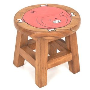 Tabouret rond rustique en bois pour enfants, motif chat, siège sur piédestal, décoration de table, style primitif - Product Image 3