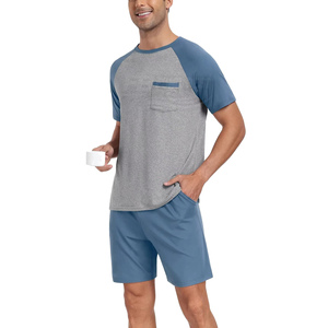 Wholesale Summer Men's <b>Knitted</b> 2-Piece <b>Sets</b> Shorts T-shirt 100% Bamboo Fiber Breathable Quick Dry Casual Tracksuits Customized - Product Image 4
