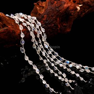Wholesale Natural <b>Rainbow</b> Moonstone Faceted Teardrop Drop Beads 5x7MM White Moonstone Beads For Jewelry Making 8 Inch Strand - Product Image 4