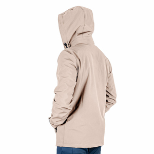 Men's Beige Hooded Windproof Softshell <b>Jacket</b> With <b>Zipper</b> Closure Casual Autumn Wear - Product Image 2