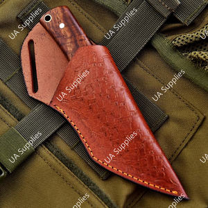 Couteau de survie EDC à lame fixe de 6 pouces en acier à haute teneur en carbone forgé à la main, pointe tombante, couteau utilitaire de camping, manche en bois de rose, étui en cuir - Product Image 6