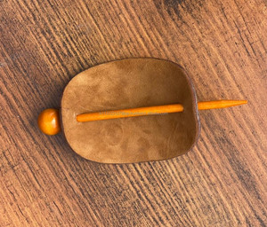 Western Style Tooled Leather Vintage Women <b>Hair</b> Stick Barrette <b>Clips</b> Genuine Leather <b>Hair</b> <b>Slide</b> Bridesmaid <b>Hair</b> Accessories - Product Image 5