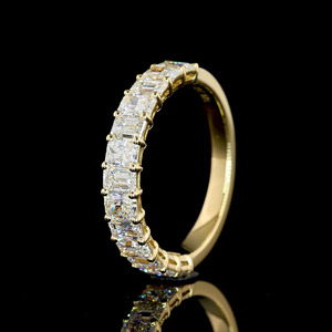 Bague d'éternité en or 10K 14K 18K ou argent 925 935 avec diamants taille émeraude cultivés en laboratoire et pierres multiples pour mariage, fiançailles et anniversaire - Product Image 3