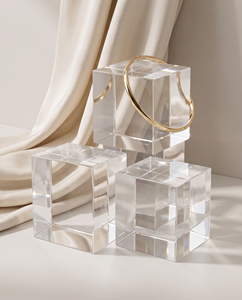 Modern Clear Solid Cube Model <b>Acrylic</b> <b>Block</b> 50mm Thick for for Displaying Watches Bracelets Retail Stores - Product Image 3