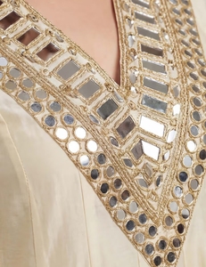 Kurta Sharara Dupatta Festiva KV Cream Mirror Work - Product Image 4
