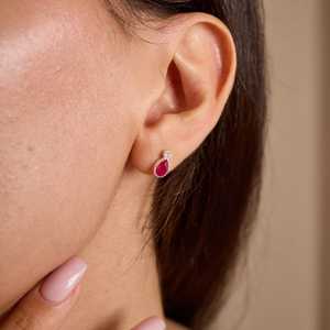 Elegant Birthstone Teardrop Ruby <b>Emerald</b> <b>Stud</b> Earrings 925 Sterling Silver 14K Gold Plated Custom Jewelry For Women Gift - Product Image 1