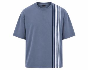 T-shirt en tricot à col rond et manches courtes pour homme, logo sur le devant, coupe classique, style décontracté, couleur bleue, respectueux de l'environnement - Product Image 1
