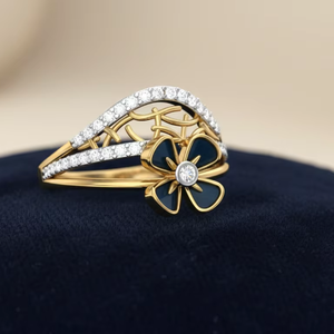 แหวนเพชรทรงวีประดับดอกไม้หรูหรา ทองคำแท้ รับรองโดย IGI สำหรับผู้หญิง เหมาะสำหรับงานหมั้น งานแต่งงาน ของขวัญวันครบรอบ - Product Image 5