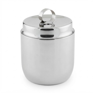 Seau à glace en acier inoxydable à double paroi avec poignées, bac à boissons en métal poli miroir et seau à champagne pour bar - Product Image 6