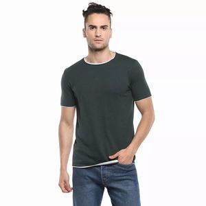 Camisetas de algodón de alta calidad con logotipo personalizado OEM, camisetas de cuello alto de verano, estilo moderno, para hombre, corte holgado. - Product Image 5