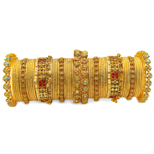 Women's Traditional Bridal Ethnic Fashion Gold Plated Crystal Stone <b>Bangles</b> <b>Set</b> 10575602MG_2.4 - Product Image 2