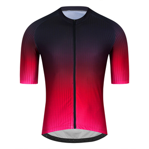 เสื้อเจอร์ซีย์ปั่นจักรยานผู้ชายแบบไล่เฉดสี พรีเมียม แขนสั้น ระบายอากาศ แห้งเร็ว กระชับรูปทรง สำหรับฤดูร้อน สีแดงดำ - Product Image 5