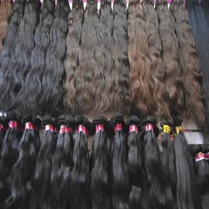 100% rambut REMY manusia, warna alami Indonesia, lembut dan mengkilap, tidak ada selendang kusut Gratis