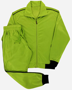 Ensemble de survêtement classique 2 pièces pour homme, couleur verte unie, veste et pantalon de survêtement avec cordon de serrage, tenue de sport active - Product Image 2