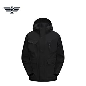 Veste d'hiver classique imperméable à capuche personnalisable pour homme, fermeture éclair sur le devant, logo, style streetwear, coupe-vent, parka décontractée - Product Image 3