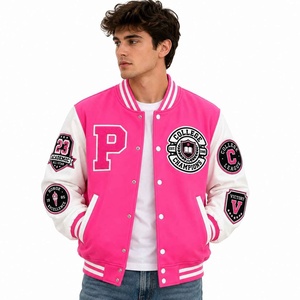 High quality Manufacturer High Quality Man Baseball Letterman Outdoor Winter Wool Button up collar down Varsity <b>Jacket</b> for <b>Men</b> - Product Image 5