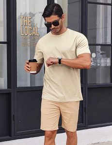 Camiseta de Manga Larga para Hombre, Cuello Redondo, Talla Grande, Color Beige, Tejido Casual, 100% Algodón, con Patrón, Transpirable, Color Sólido - Product Image 3