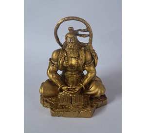 EOB International - Ídolo Tradicional de Metal de Hanuman en Pose de Meditación Sentado, Murti para Templo en Casa - Decoración Artística Ecológica para Mesa - Product Image 1