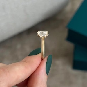 2 Carat Cushion Cut Lab Grown Diamond Hidden Halo <b>Brush</b> Finish Engagement Wedding Ring in Gold IGI Certified for Women - Product Image 3