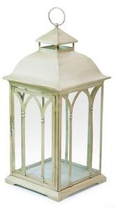 Lanterne à bougie en métal au design classique, très vendue, finition blanc poudré, pour la décoration de la maison - Product Image 2