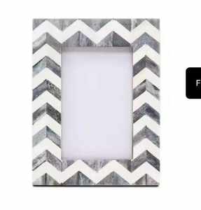 Marco de Fotos de Hueso de Búfalo Real con Rayas Grises y Blancas, el Más Popular y Vendido, 5R, Hecho a Mano, Duradero, Decoración Moderna para el Hogar y Negocios - Product Image 2