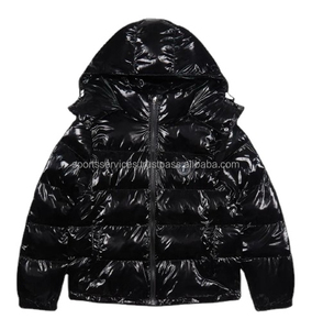 Shiny Eco-Friendly <b>Waterproof</b> Breathable Windproof Quick Dry Winter Regular Hooded Jacket Custom Streetwear Classic Zipper Men - Product Image 1