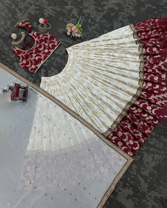 Wholesale Traditional Stretchable Jacquard <b>Flared</b> Premium Lehenga Choli Dress <b>Sequins</b> Work Summer Wedding Diwali Partywear - Product Image 2