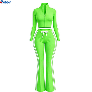Conjuntos Deportivos de Moda para Mujer con Logotipo Personalizado, Pantalones Deportivos Bordados, Top de Manga Larga con Cierre, Conjunto de 2 Piezas - Product Image 1