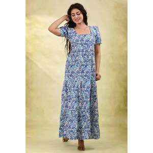 Robe longue d'été en coton imprimé, taille naturelle, écologique, douce, respirante, décontractée pour femme - Product Image 5