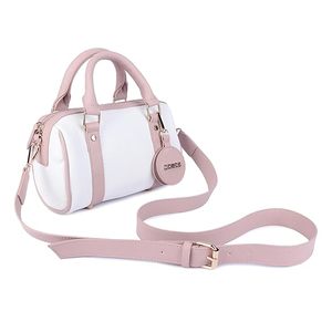 Cords <b>White</b> And Pink PU Leather Handbag With Adjustable Strap Sweet Style Fashionable Handle Bag - Product Image 5